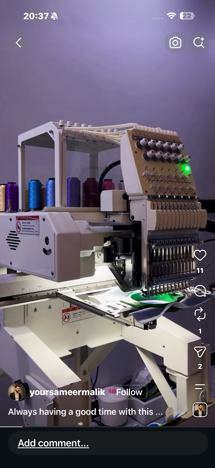 Single-head embroidery machine setup 01